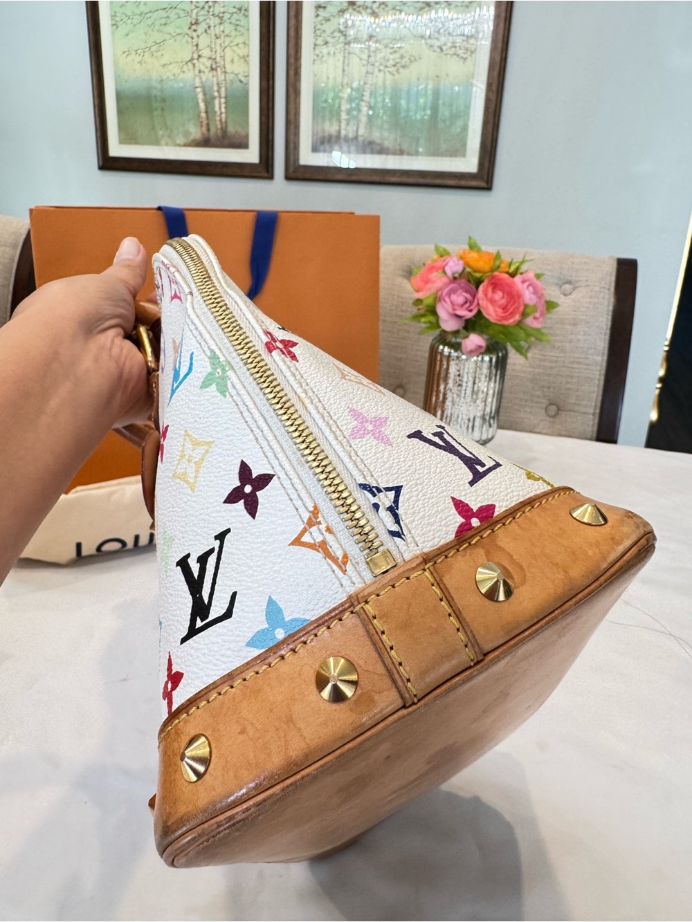 Authentic Louis Vuitton White Multicolor Monogram Alma Bag - Picture 4 of 13